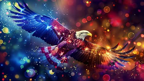 american eagle in flight with patriotic colors