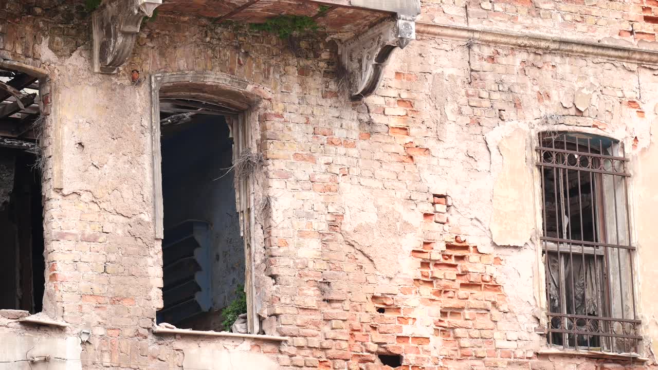 Ruined Building with Broken Windows