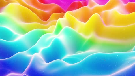 beautiful abstract 3d surface with extrude or displace waves transform in loop. rainbow gradient. soft matte material like sweetness or marmalade with light inner glow, glitters in morphing surface.