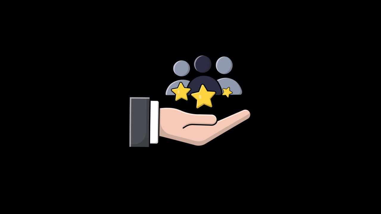 Animated Icon of Hand Holding Customer Rating Stars