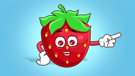 cartoon strawberry face animation right pointer speak with alpha matte