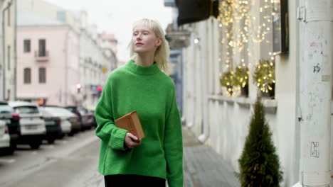 young girl walking in the street