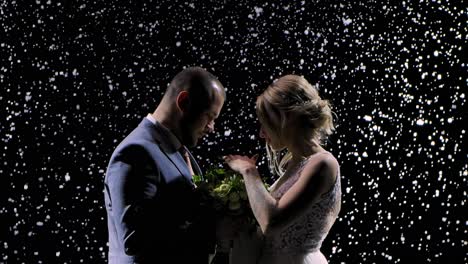 romantic winter wedding couple portrait