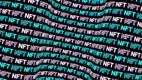 blue and white nft cryptoart sign animation. glitch effect. typography pattern. nft metaverse concept. 4k