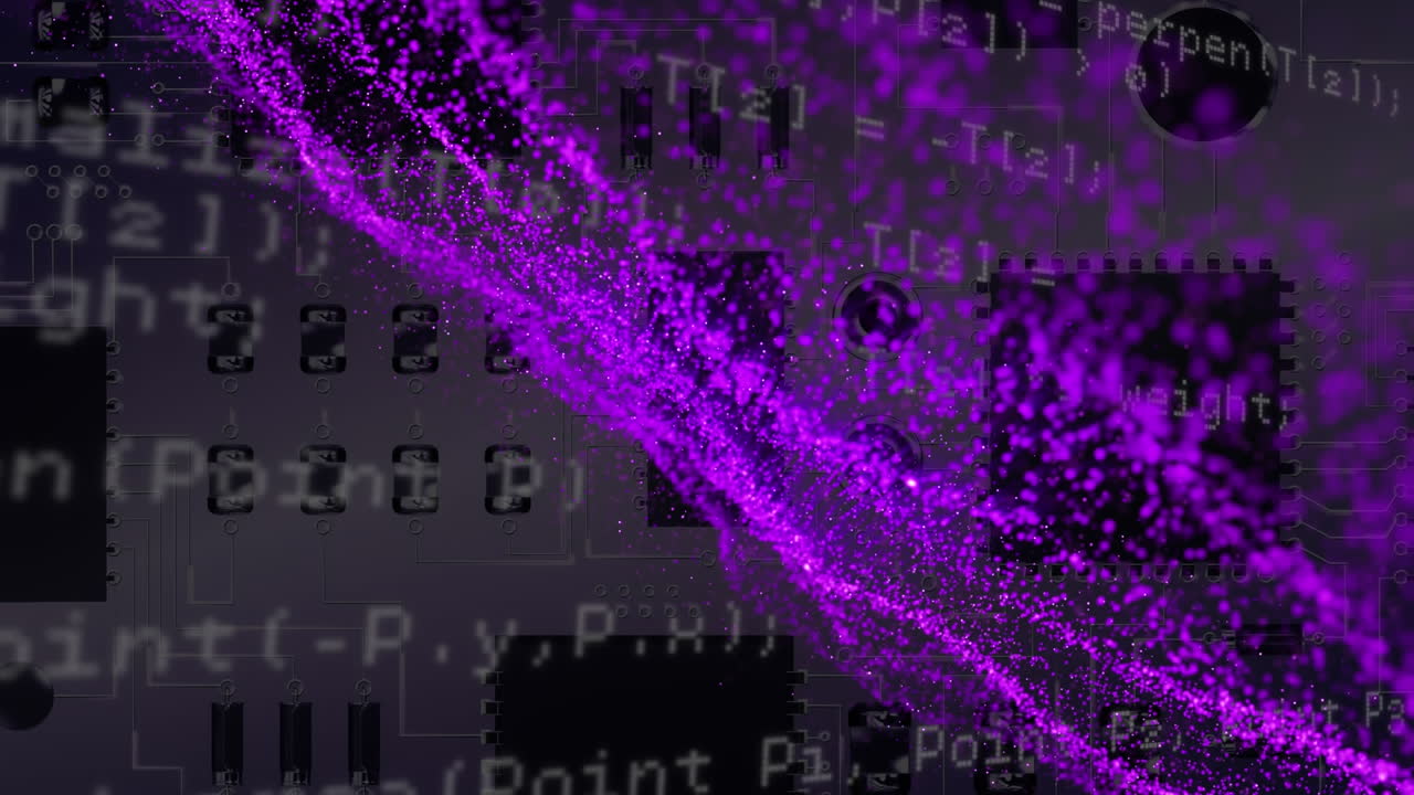 animación de puntos de luz y procesamiento de datos en una placa de circuitos informáticos