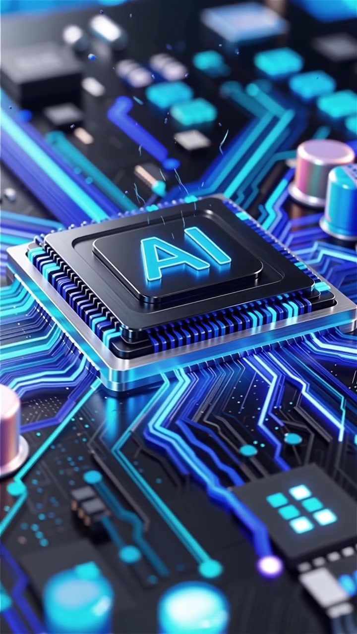 Futuristic AI Chip Motherboard Technology Background