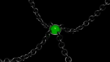 interlocking chains with green sphere