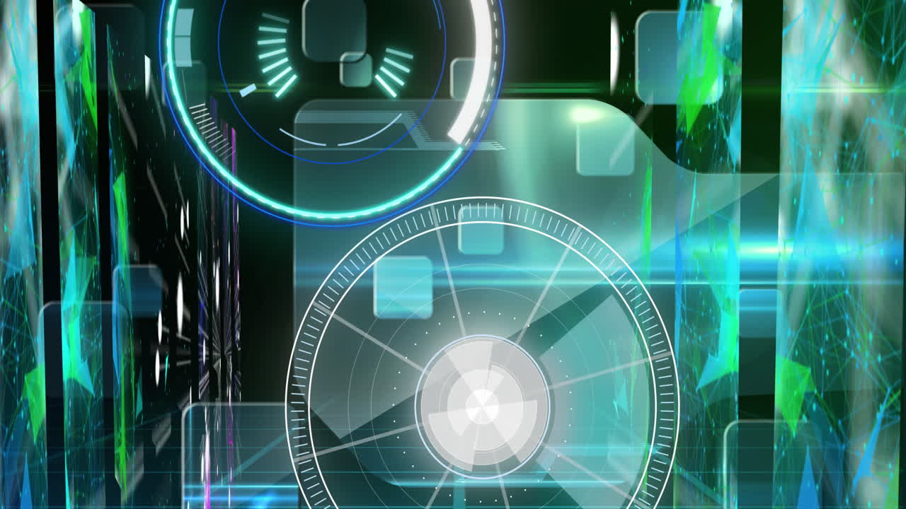 디지털 화면에서 두 개의 스 ⁇  스캐닝과 데이터 처리의 애니메이션