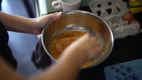 Whisking-Eggs-in-Metal-Bowl