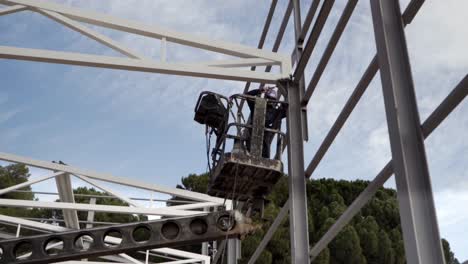 welder for the structure of an industrial building under construction