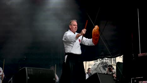 martial arts demonstration on stage