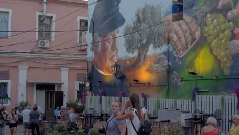 graffiti portrait of odysseus elytis in hatzidimo park, mytilene cultural street art walking tour