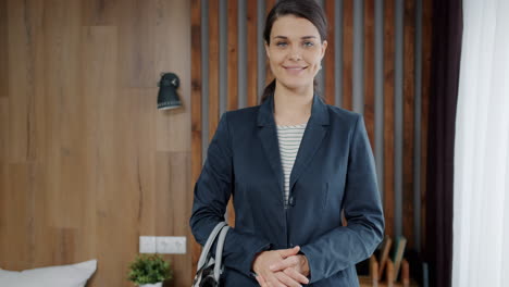 businesswoman in hotel room