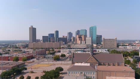 establishing drone shot of fort worth, texas