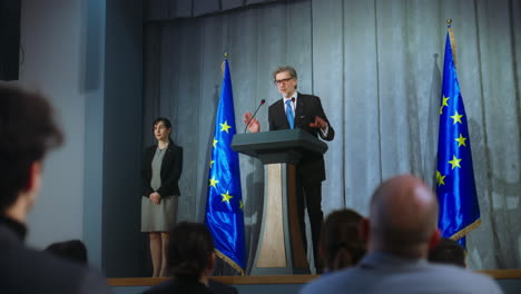 press conference at an eu event