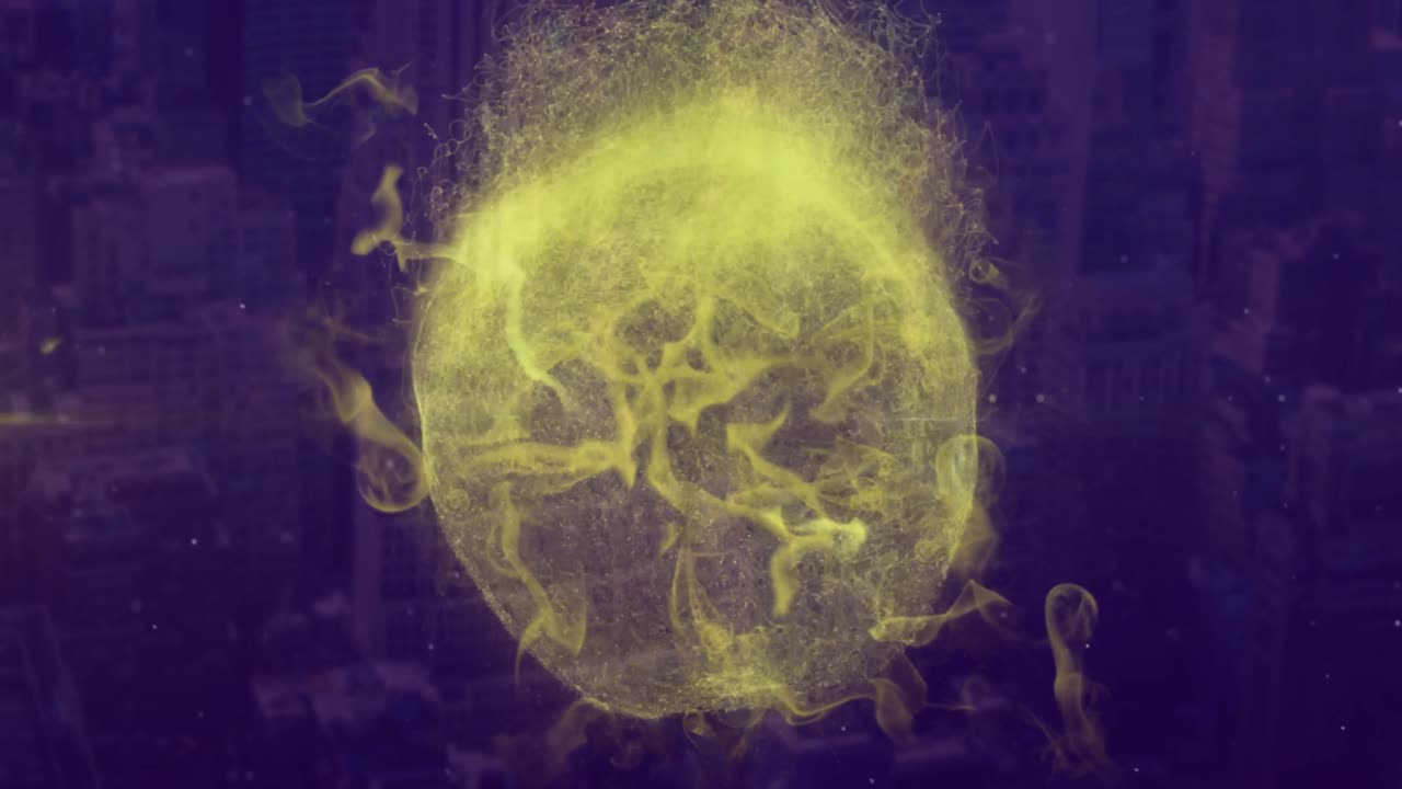 animación del globo con una red de conexiones a través de codificación binaria