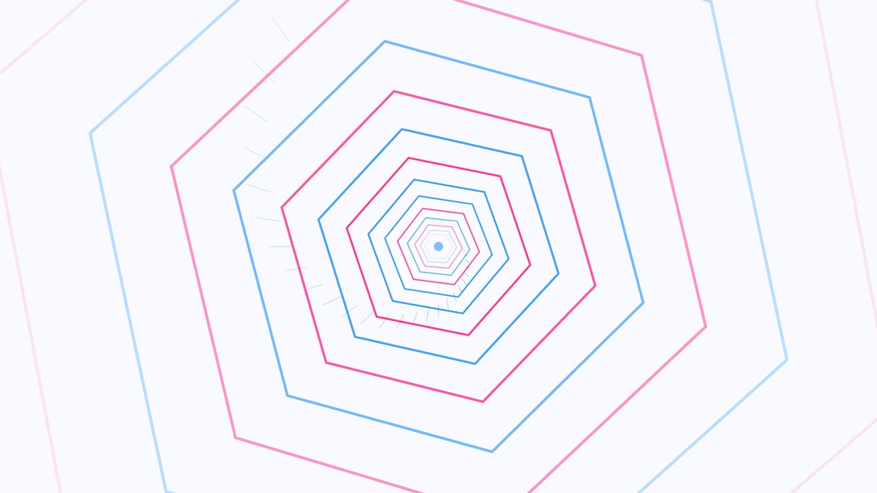 Abstract Animation of Concentric Hexagons Moving in a Tunnel