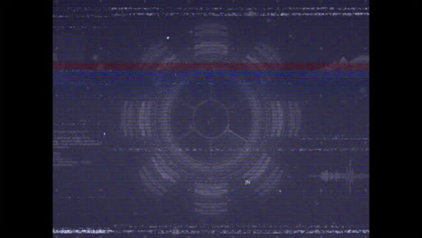 animation of digital glitch effect with circular interface and static lines