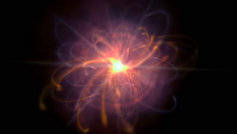 simulazione della struttura atomica della fisica delle particelle con nucleo incandescente