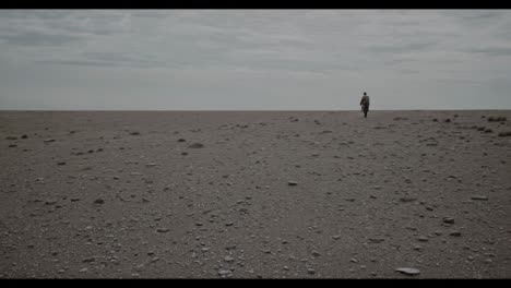woman walking in a desert landscape