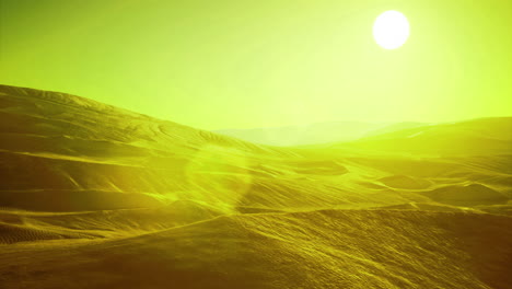 la vibrante puesta de sol sobre las dunas doradas crea un paisaje desértico surrealista