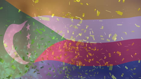 animación de confeti sobre la bandera de las comoras