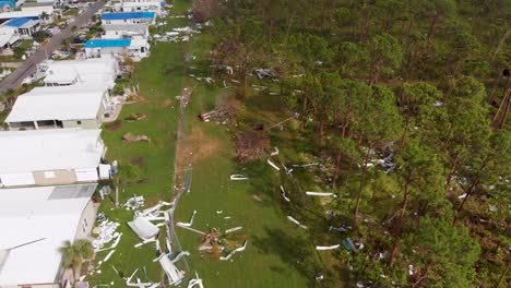 4k drone video of debris in forest from homes destroyed by hurricane ian in north port, florida - 17