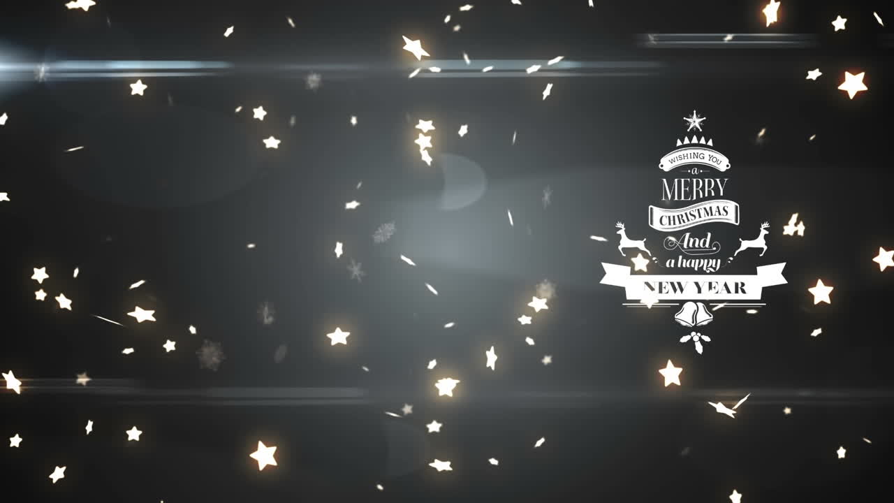 Animazione di auguri di Natale e neve che cade su sfondo blu