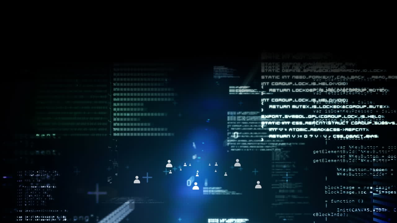 Network of connections and networks on black background