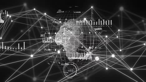 Animation-Von-Statistiken,-Globus-Mit-Netzwerk-Von-Verbindungen