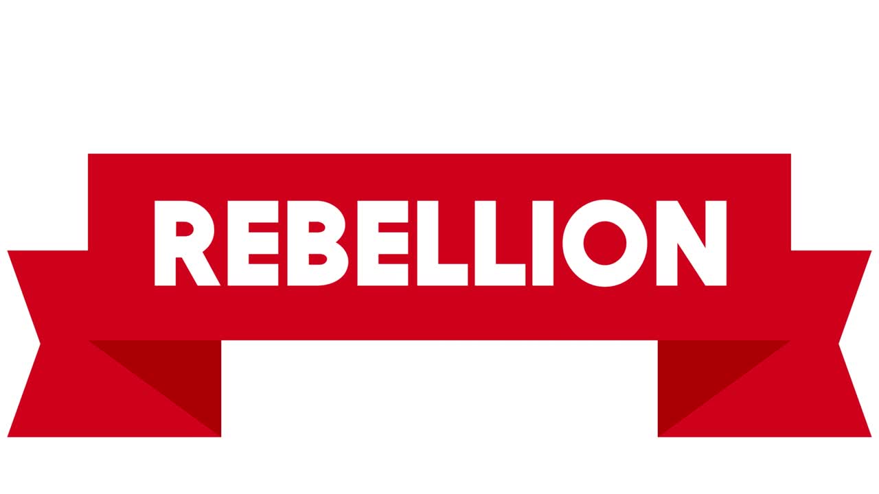 Rebellion word on red banner ribbon