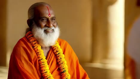 elderly sadhu in indian temple