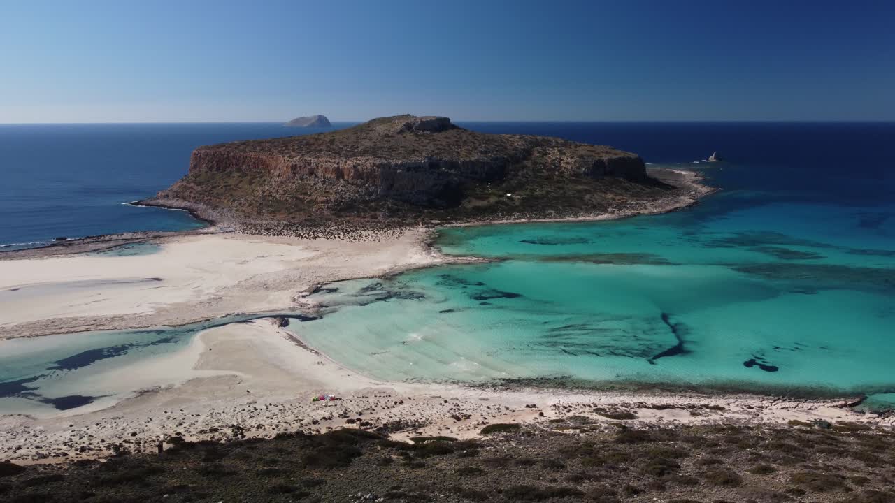Aerial view of Balos beach, Crete in Greece. Idyllic location