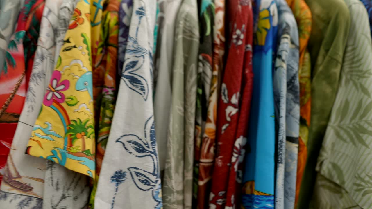 Colorful Hawaiian Shirts on Display