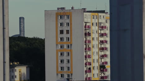apartment buildings in a city