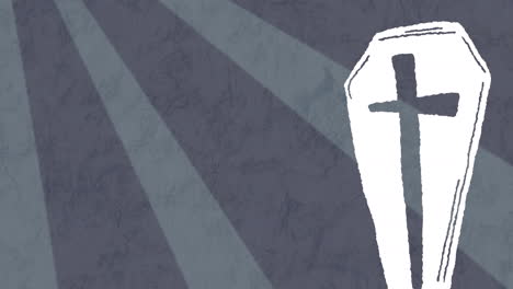 animation of grave on grey stripes background