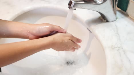 sequential steps of thorough hand washing with soap