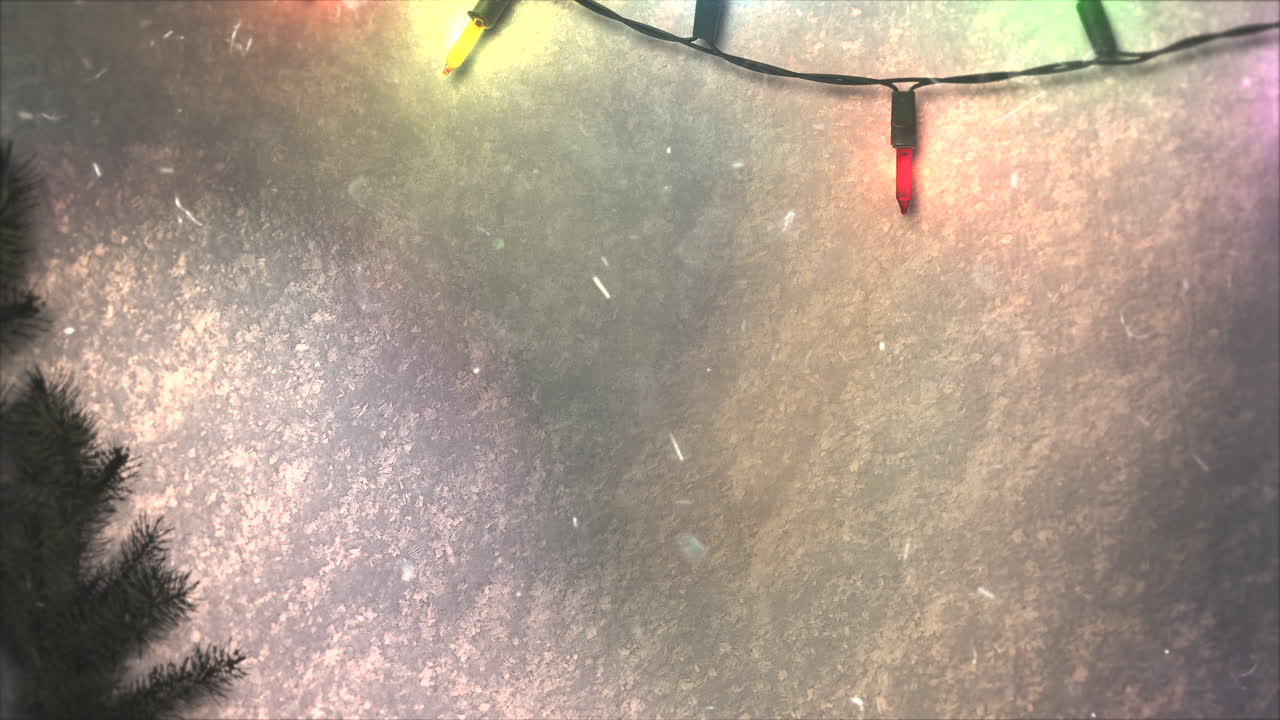 Animated closeup colorful garland and Christmas green tree branches 2
