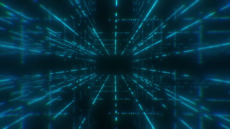 abstract tecnología de fondo video de túnel cúbico volar por