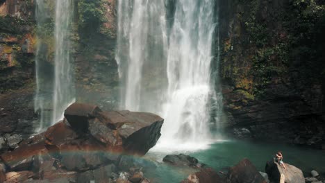 upper nauyaca waterfalls in costa rica at daytime - drone shot