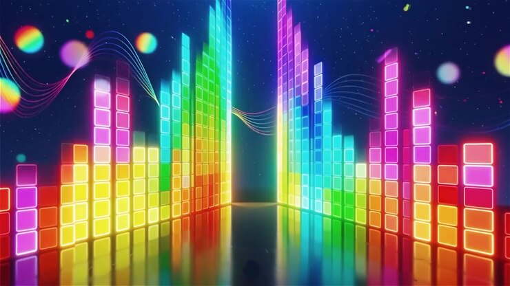 Futuristic Rainbow Neon Music Equalizer Visualizer Background
