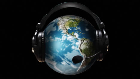 globo animado con auriculares en él