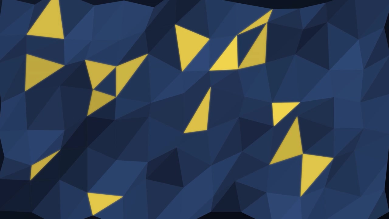Abstract Low Poly Background with Moving Blue and Yellow Triangles