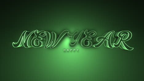 dark monochrome happy new year text on green gradient