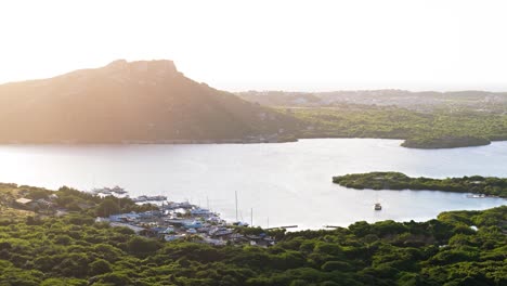 wide angle aerial panoramic overview of piscadera harbor curacao