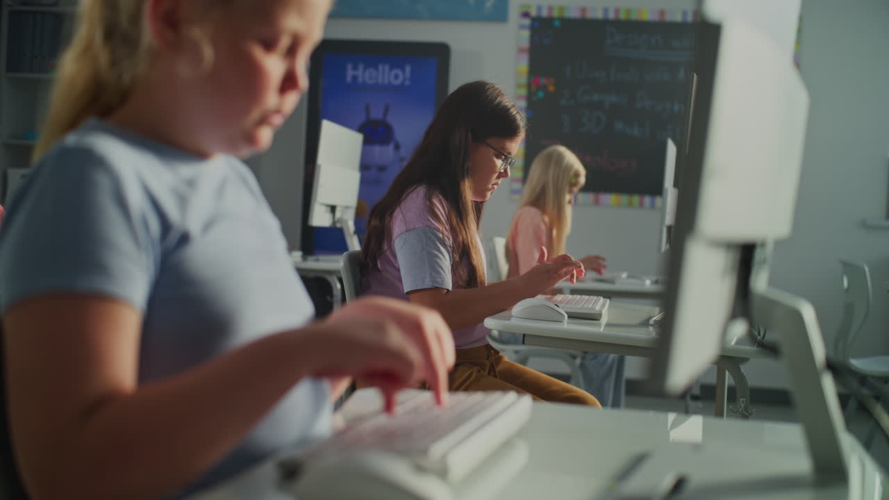 Children Learning with Computers in Classroom
