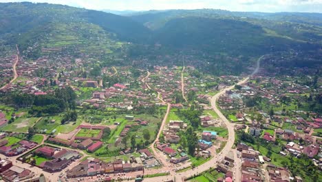 aerial view of kabale town in western region, uganda, east africa