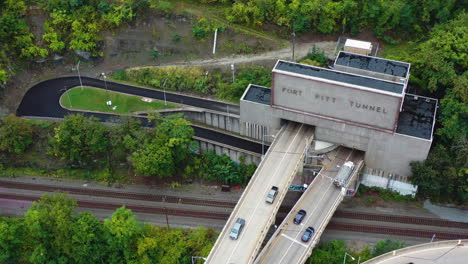 aerial view of the fort pitt tunnel in pittsburgh, pennsylvania
