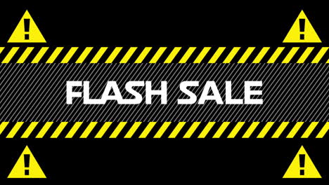 flash sale text between industrial ribbons and warning signs 4k