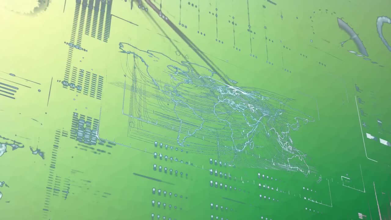 녹색 배경 위의 데이터 처리의 애니메이션